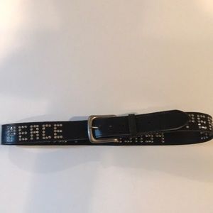 100% genuine leather peace studded belt